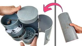 How to make a Multi-Compartment Screw Storage Box using PVC pipe | Creative Idea with PVC pipe