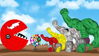 Team Hulk Color Vs Evolution of Pacman Spider : Evolution Mystery | SUPERHERO HOT MOVIES - FUNNY