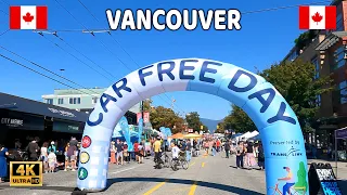 🇨🇦 【4K】☀️ Vancouver BC, Canada. Car Free Day on Commercial Drive.  Relaxing Walk. September  09 2023