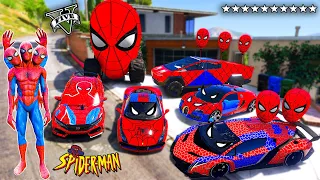 GTA 5 - Stealing SPIDERMAN Vehicles with Franklin! (Real Life Cars #244)