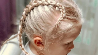 Прическа в садик для девочки - изогнутая коса наизнанку - прическа в школу девочке