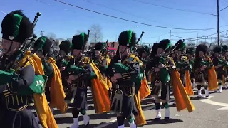 2024 Bethpage St Patrick’s Day Parade. NYPD Emerald Society Pipes and Drums