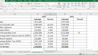 Horizontal and Vertical Analysis of Financial Statements in Excel