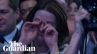 Gillian Keegan appears moved to tears during Rishi Sunak speech