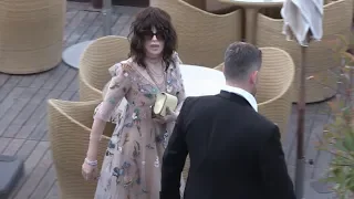 Isabelle Adjani arrives at the L'Oreal beach in Cannes