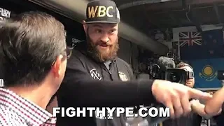 (WOW!) TYSON FURY KICKS REPORTER OUT OF WORKOUT FOR BEING A HATER: "GET HIM OUT OF HERE"