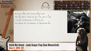 🎸 Hold My Hand - Lady Gaga (Top Gun Maverick) Guitar Backing Track with chords and lyrics