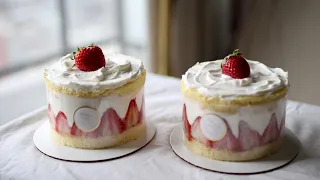 Super Delicious Cake with Whole Strawberries | 딸기를 통째로 넣고 만든 생크림 케익 🍓