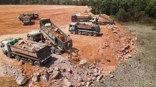 Ep16, Perfective Filling Project! Powerful Komatsu Dozers Operated with Dump Trucks to Developing
