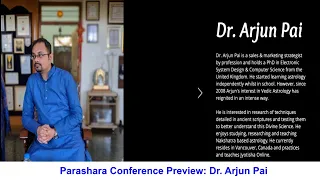 Dr. Arjun Pai Lecture Previews at Maharishi Parashara Conference (November 17-21, 2022)
