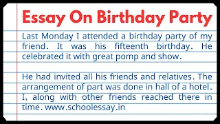 Essay On Birthday Party 2023 | Essay On My Friend Birthday Party | Birthday Party Essay in English