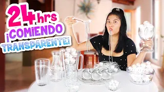 24 HORAS Comiendo TRANSPARENTE 💦👅 ¿MI COMIDA ES INVISIBLE? 🤔 ¿Cuál es su Sabor? | Conny Merlin