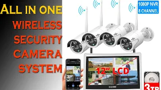 Hiseeu Wireless Security Camera System with 12" LCD Monitor 3TB HDD