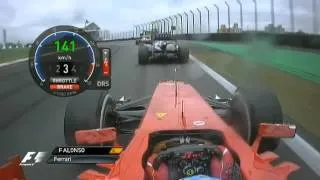 Alonso Start Brazil F1 2012 - Full Onboard (Natural Sounds) + Double overtake