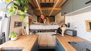 Van Conversion w/ ELEVATING BED & 2nd QUEEN-SIZED BED | She built the PERFECT CAMPERVAN 🚐