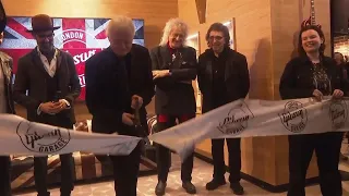 English musician Jimmy Page cut the ribbon at Gibson Garage in London, in attendance Tony Iommi, Sir