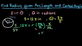 Find Radius Given Arc Length and Central Angle