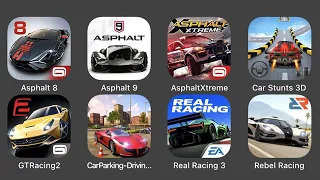 Asphalt 8, Asphalt 9, Asphalt X Treme, Car Stunts 3D, GT Racing 2, Car Parking, Real Racing 3...