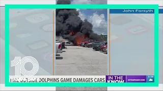 Several cars catch fire at Hard Rock Stadium parking lot during Dolphins game