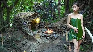 Full video: 90 days of building a wilderness shelter - bushcraft survival camping, wild harvest