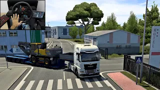 NEW MAN TGX | Transporting an Excavator | Euro Truck Simulator 2 | Logitech G29 Gameplay