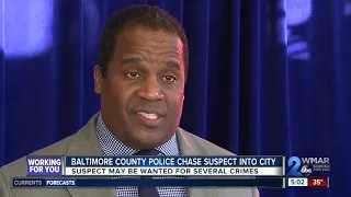 Baltimore County Police chase suspect into city