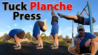 Tuck Planche Press to Handstand and Front Lever Pull