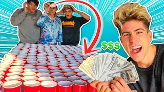 WE THROW BALLS INTO GLASSES AND MAKE MONEY !! (CHALLENGE)