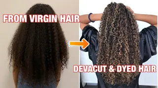 Curly hair transformation | dying curly hair | Devacut | LA vlog