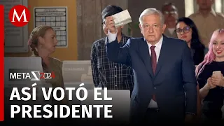 AMLO emite su voto en la jornada electoral 2024; ¡Ánimo!