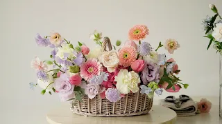 Flower Basket with Pastel color