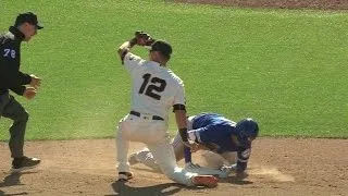 TOR@SF: Blanco nails Goins at second, call stands