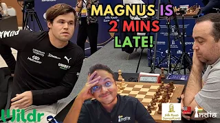 Magnus Carlsen is 2 mins late again! | Carlsen vs Petrosian | World Rapid 2023