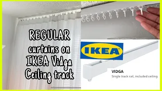 Hanging Regular Non-IKEA curtains in IKEA Vidga Ceiling Track