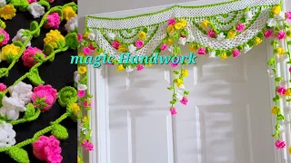 🌹फूल तोरण, Small Rose Flower Toran, Round shape Toran, how to Crochet Toran, Bandhanwar, Gate Parda