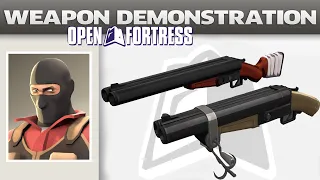 Weapon demonstration - Super-shotgun/shotgun with hook. Open Fortress Showcase