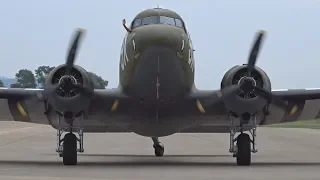 Private Douglas C-47 Skytrain takeoff at Grenchen/LSZG
