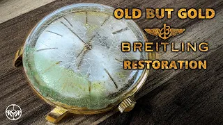 Broken but Still Running Vintage Gold Breitling Restoration - 24K Gold-Plating and Service | ASMR
