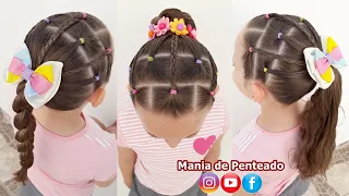 Penteado Fácil com Rabo de Cavalo ou Coque em Ligas e Tranças | Easy Hairstyle with Braids for Girls