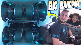 BIG BANDPASS Car Audio Build w/ 12 15s FLEXING Like Crazy & LOUD Inverted Zv5 Subwoofer Bass Demo