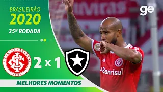 INTERNACIONAL 2 X 1 BOTAFOGO | MELHORES MOMENTOS | 25ª RODADA BRASILEIRÃO 2020 | ge.globo