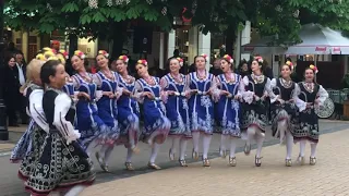 Young Bulgarian folk dancers on the Main Street Vitosha in Sofia, Bulgaria (Part 1)