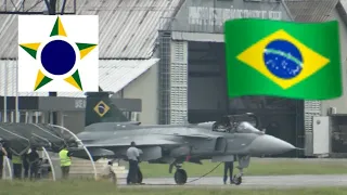 Saab F-39 Gripen da Força Aérea Brasileira decolando da Base Aérea de Belém (BABE).