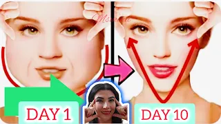 V Shape Face Exercise (Fast Results ) | Face Lifting Massage For Double Chin  , Slim Jawline