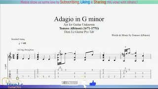 For Classical Guitar with TABs - Tomaso Albinoni (1671 - 1751) - Adagio In G Minor (Baroque Music)