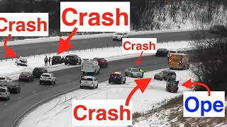 Feb. 2022: Multiple ice crashes caught on camera