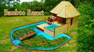 [Full Build] Build Modern Bamboo Resort With Bamboo Bed, Bamboo Patio Chairs, pool and Fish Pond