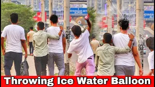 Throwing Ice Water Balloons at People - Epic Reactions | The Crazy Infinity