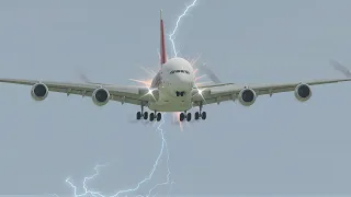 A380 Landing Into Storm With Broken Landing Gear | X-PLANE 11