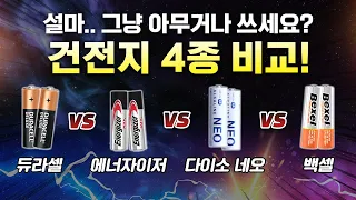 가성비 최고는 OO? 건전지 4종 비교테스트 | 듀라셀 vs 에너자이저 vs 다이소 네오 vs 백셀